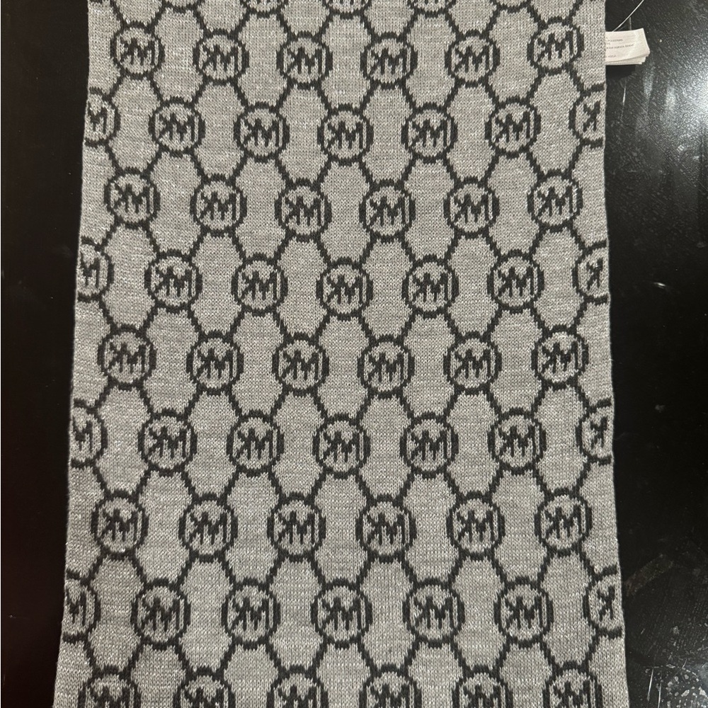 Michael Kors Black and Gray Logo Scarf